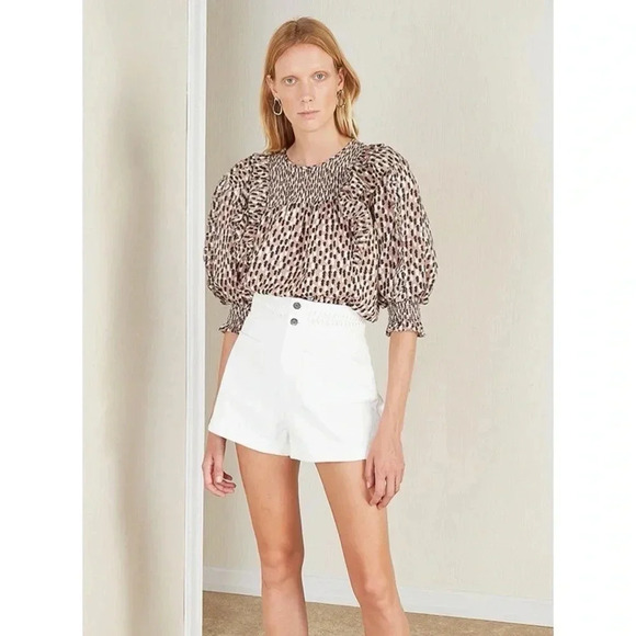 *804 Magali Pascal Petal Top Silk Short Sleeve Blouse Size Small - Picture 1 of 9